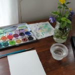 Working inside from flowers from the yard